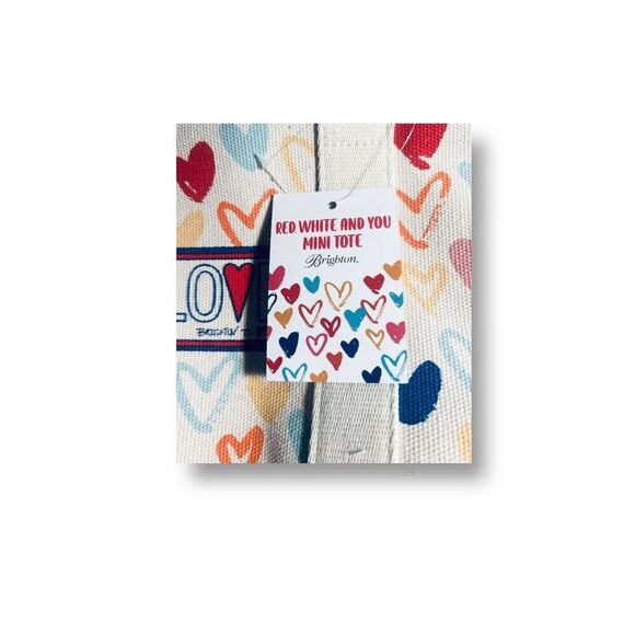 Brighton Mini Tote Canvas Hearts Satchel Crossbody Strap “LOVE” NWT - Picture 13 of 14